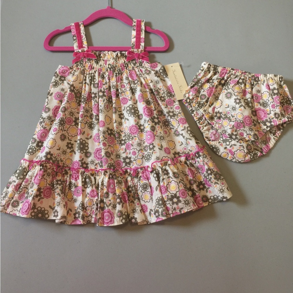 Fantaisie Kids Girl’s 2T Cotton Dress w/ Bloomers Pink Floral Boutique